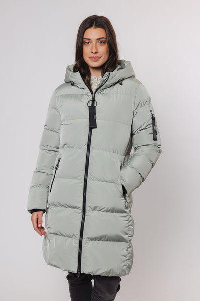 Rino and Pelle Jade Long Padded Hooded Coat - Artichoke