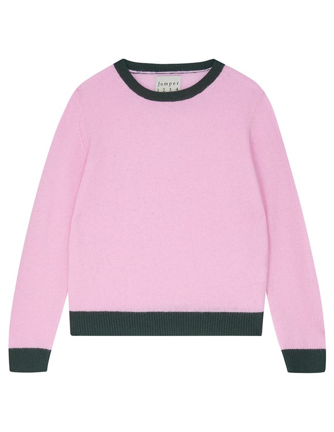 Jumper 1234 Contrast Crew Jumper - Rose