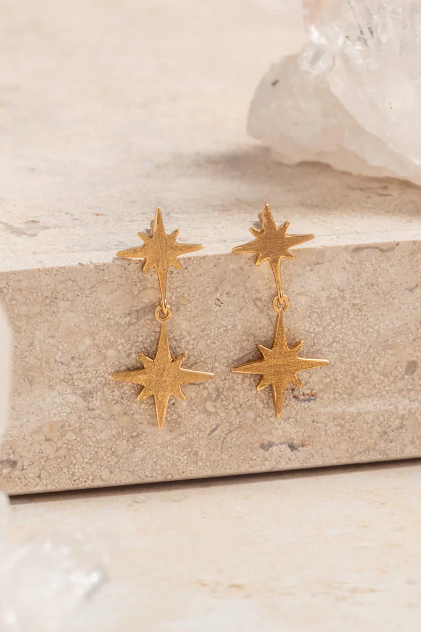 Claire Hill Designs Gold Brushed Double North Star Earrings