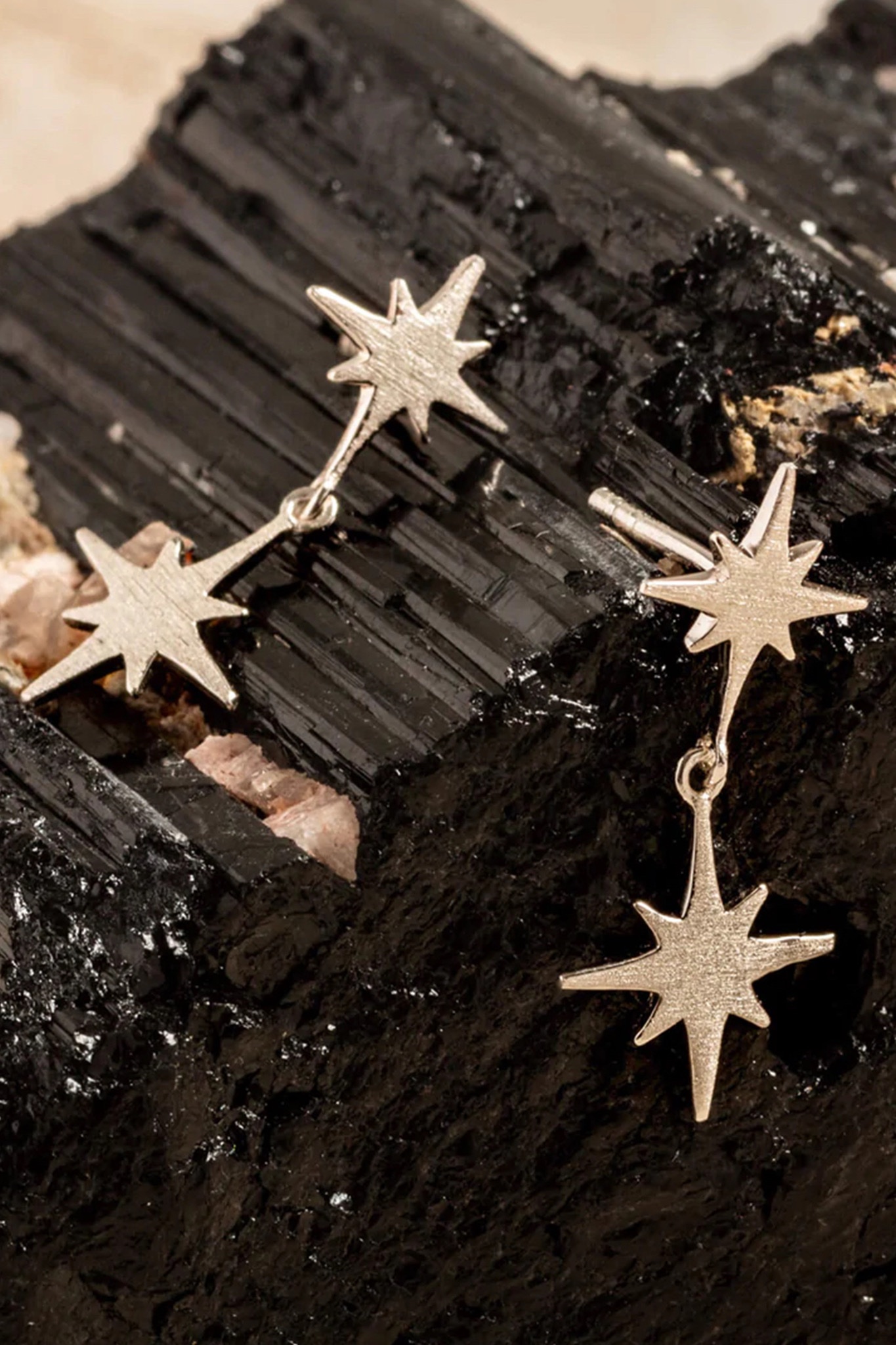 Claire Hill Designs Silver Brushed Double North Star Earrings