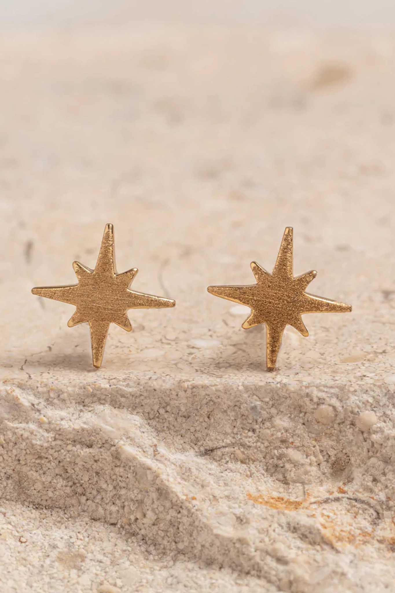 Claire Hill Designs Gold Brushed North Star Studs