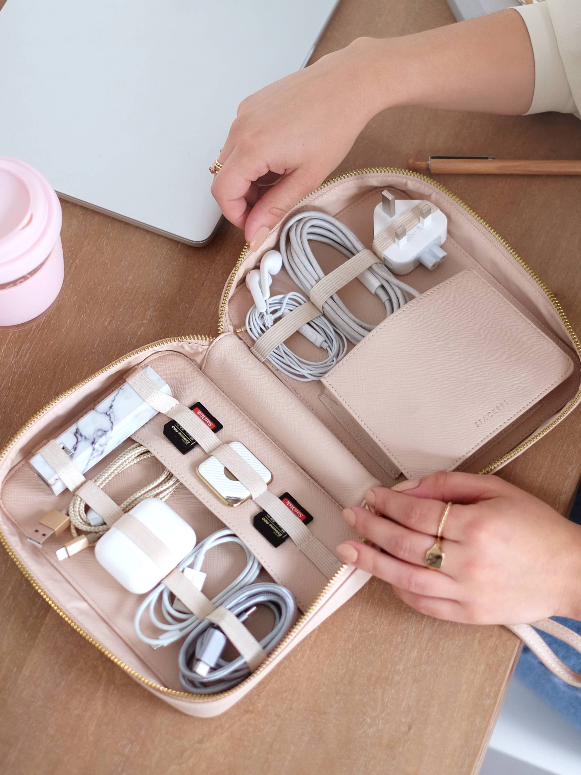 Stackers Blush Cable Tidy Bag