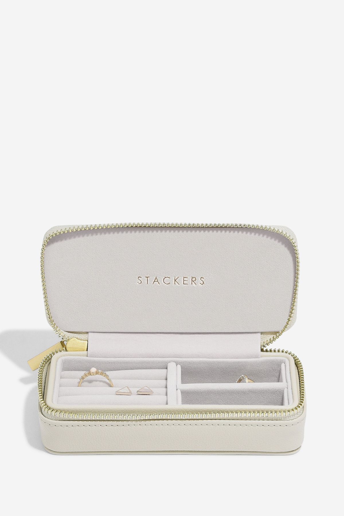 Stackers Medium Oatmeal Zipped Travel Jewellery Box