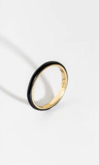 Claire Hill Designs Black Enamel and Gold Stacking Ring