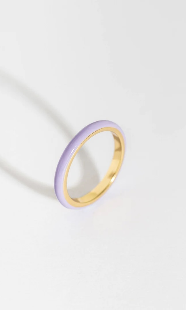 Claire Hill Designs Lavender Enamel and Gold Stacking Ring