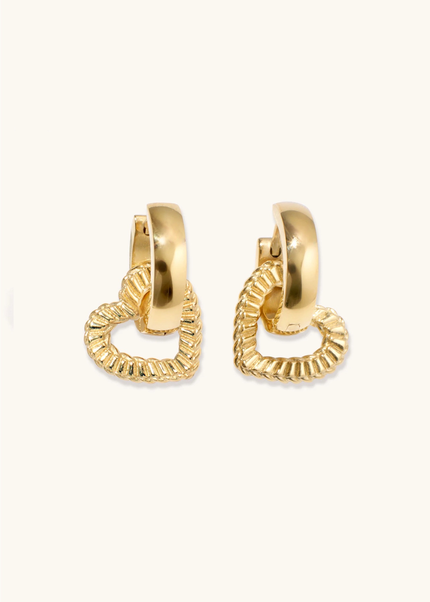 D. Louise Jewellery Gold Pleated Heart Drop Earrings