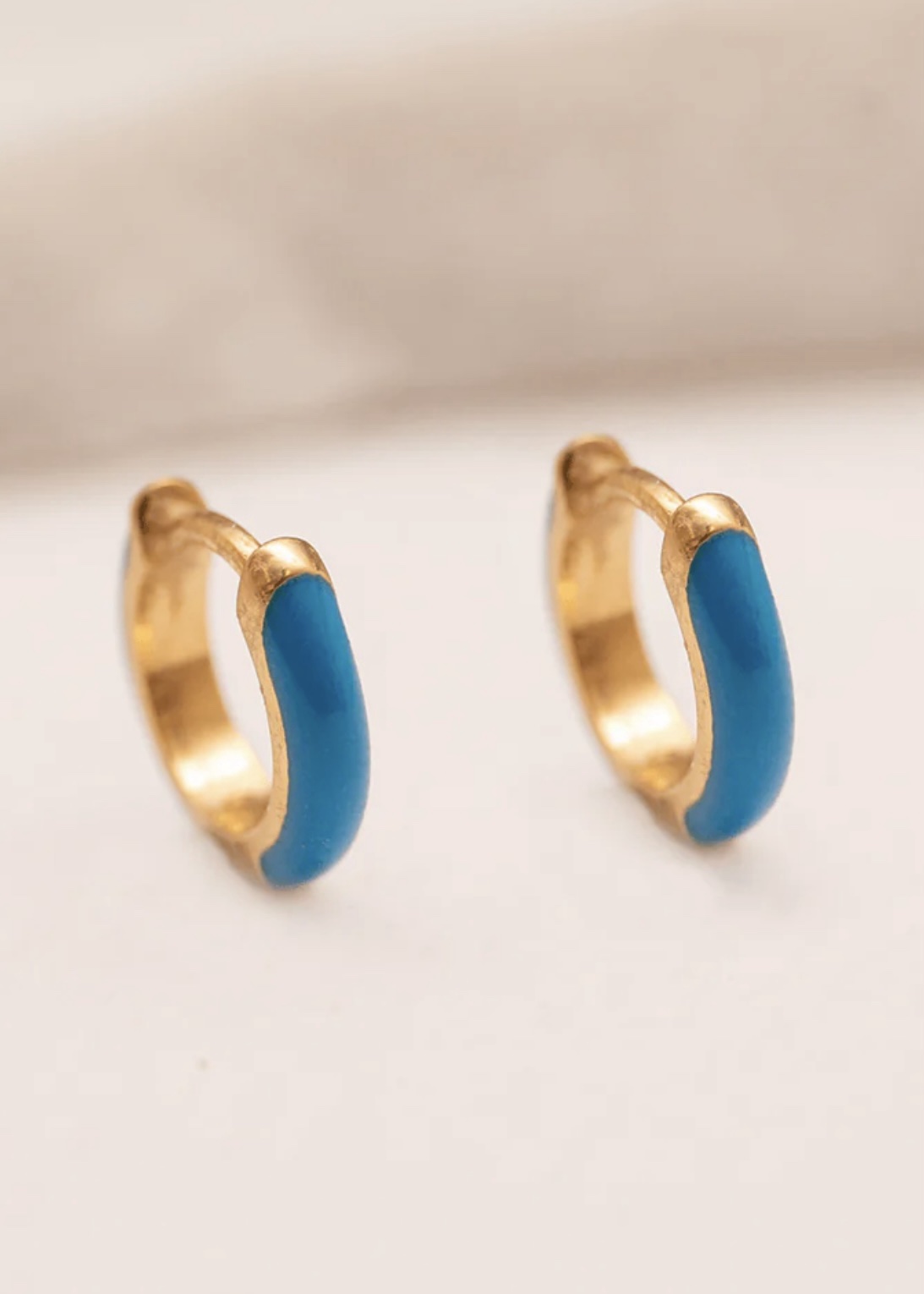 Claire Hill Designs Blue Enamel Huggie Hoop Earrings