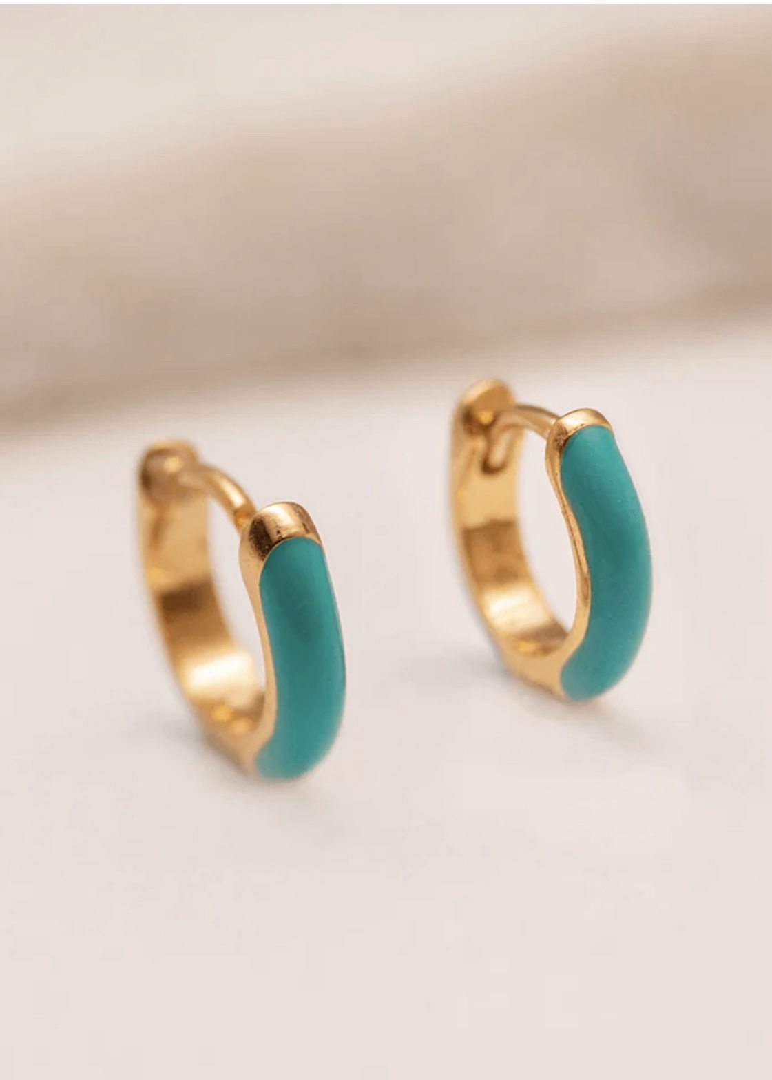 Claire Hill Designs Teal Enamel Huggie Hoop Earrings