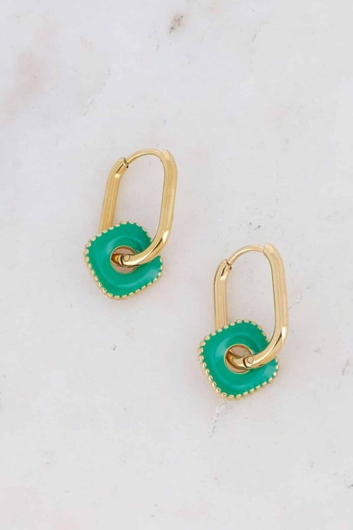 Bohm Paris Green Solea Enamel Earrings