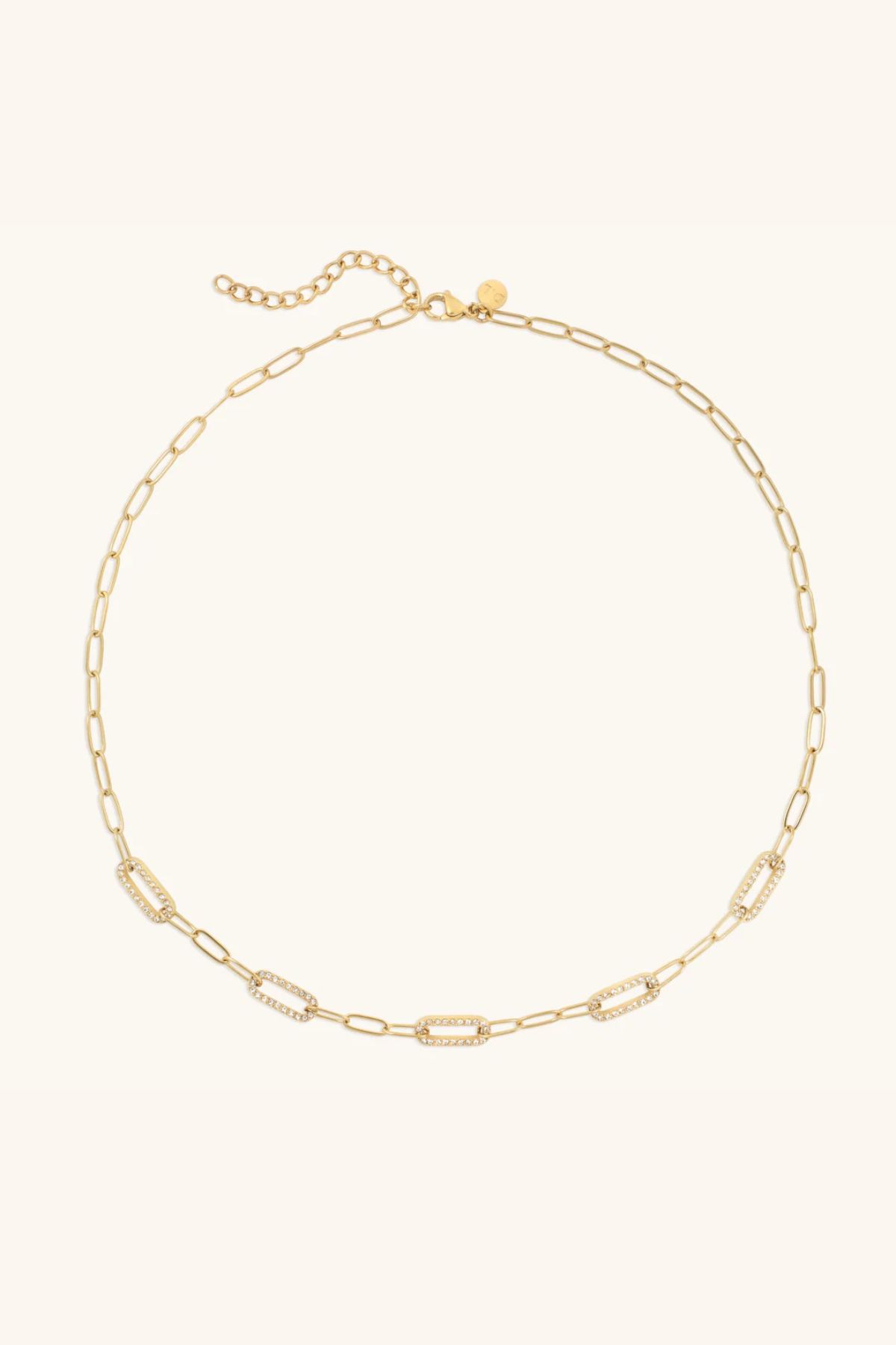 D. Louise Jewellery Gold Statement Pave Paperclip Necklace