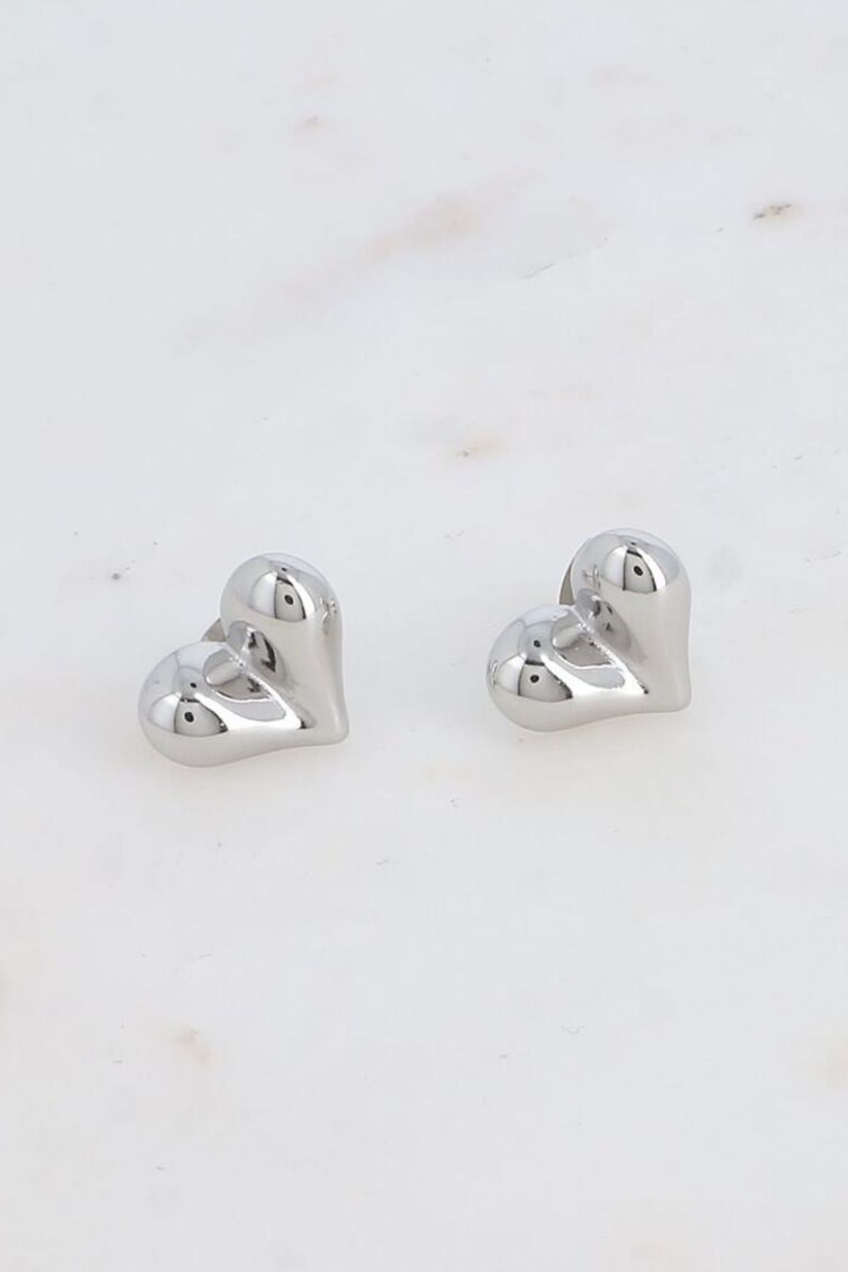 Bohm Paris Silver Domed Heart Earrings