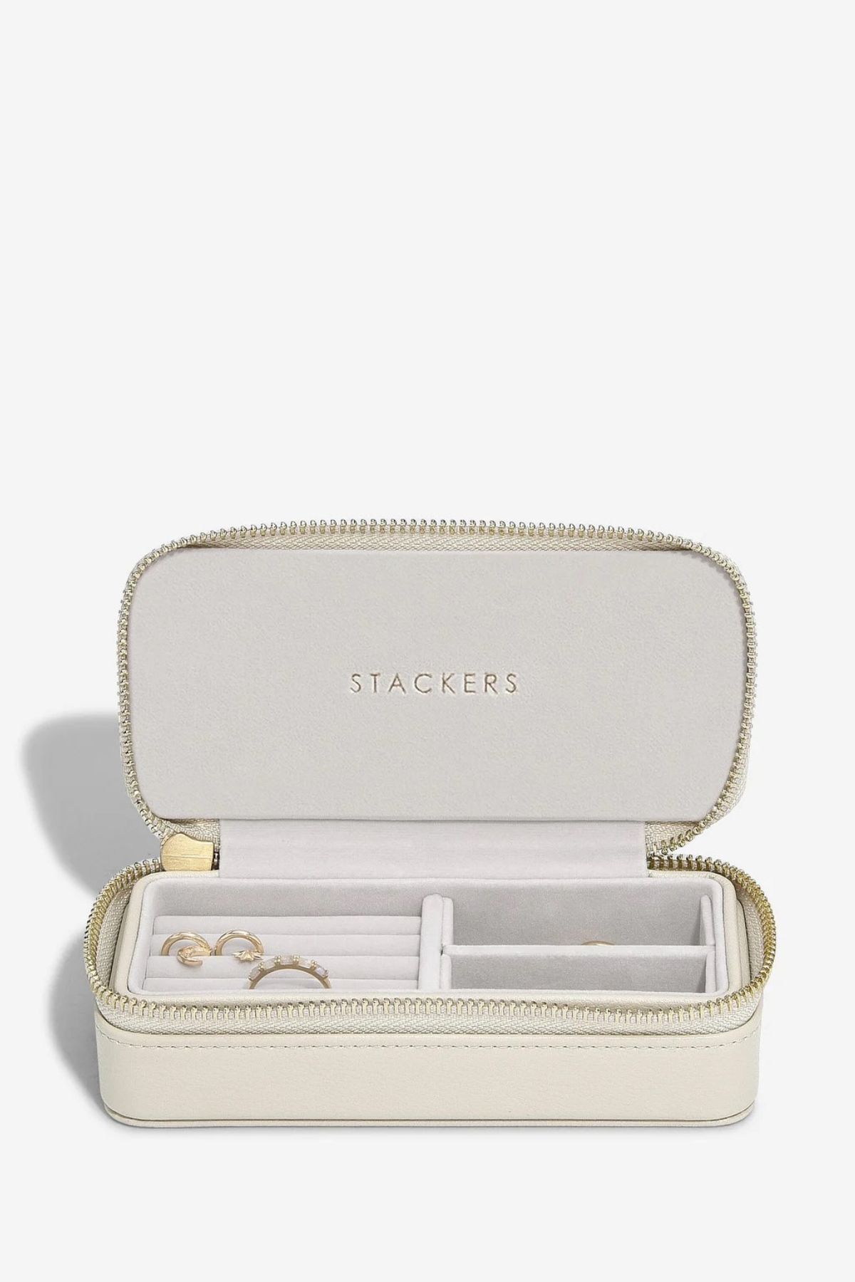 Stackers Medium Oatmeal and Linen Zipped Jewellery Box