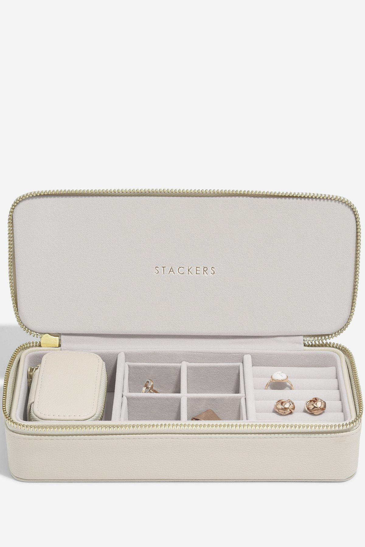 Stackers Large Oatmeal Zipped Travel Jewellery Box