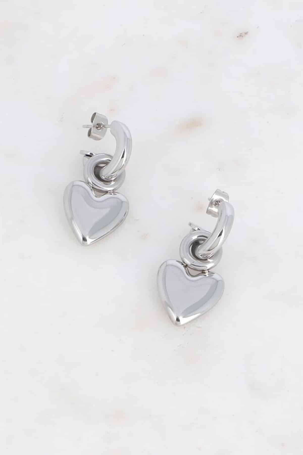 Bohm Paris Silver Heart Pendant Earrings