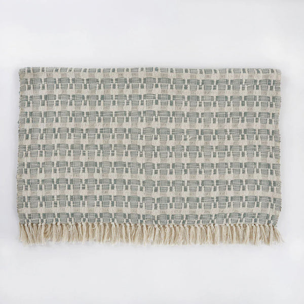 Weaver Green Dove Grey Chequerboard Throw 100x220 Cm