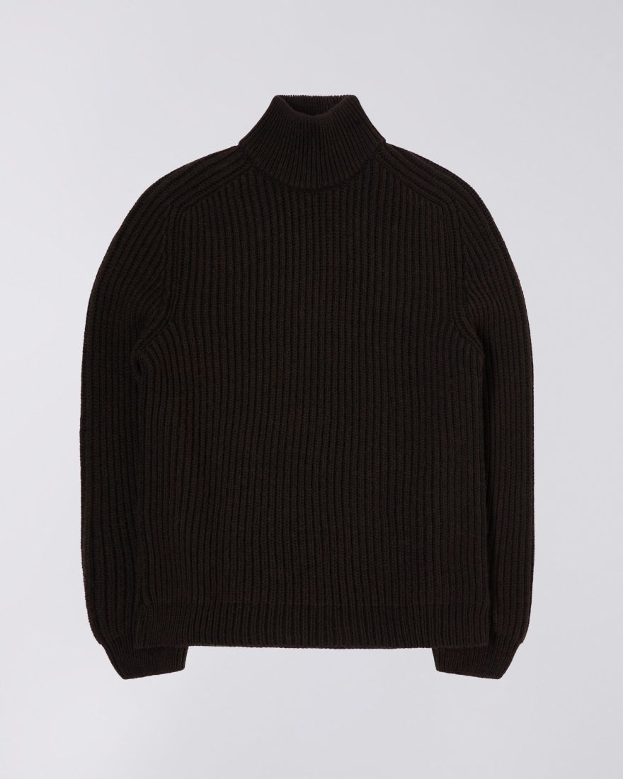 Edwin Roni High Collar Knit - Dark Brown