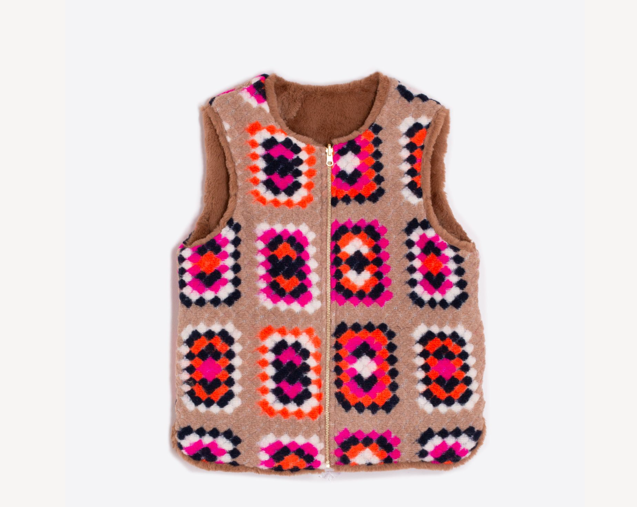 Vilagallo Woolly Reversible Geometric Gilet