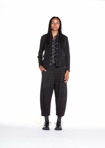 Mama B Bianco S 100% Cotton Dart Trousers In Black and Cream Check