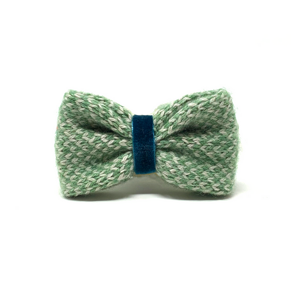 Stocky & Dee Large Harris Design - Luxury Dog Bow Tie - Green & Dove