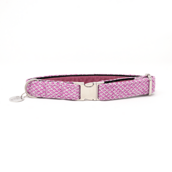 Stocky & Dee Extra Small Harris Design - Luxury Dog Collar - Pink & Dove