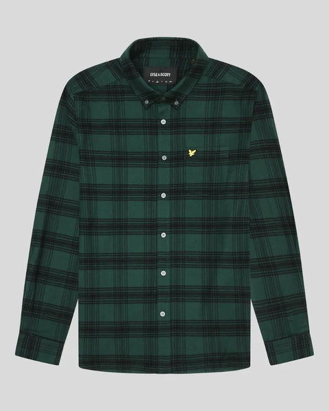 Lyle and Scott Lw2106v Tonal Check Flannel Shirt In Argyle Teal/Jet Black