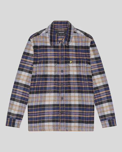 Lyle and Scott Lw2104v Check Flannel Overshirt In Dark Navy/Chalk