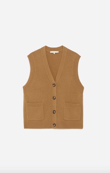 Vanessa Bruno Dashley Sleeveless Camel Cardigan