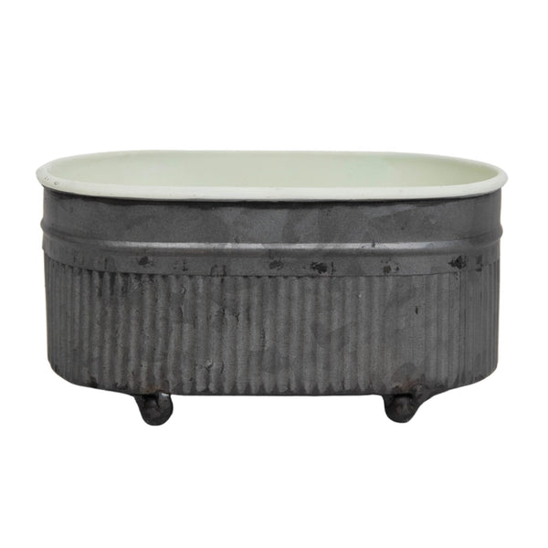 Foreside Home & Garden Vintage Dark Gray Metal Trough