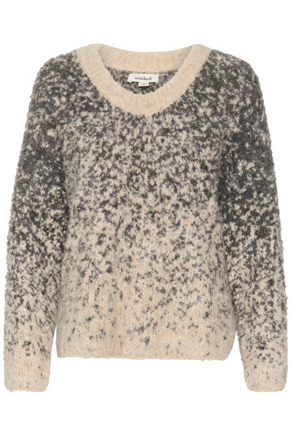 Soaked in Luxury  Oatmeal and Grey Jacquard Venessa Pullover