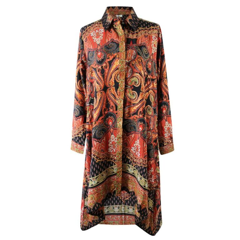 Powell Craft 'Haven' Buttoned Red & Black Paisley Shirt Dress