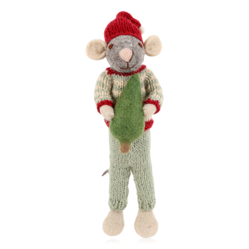 Gry and Sif Grey Mouse With Tree Large