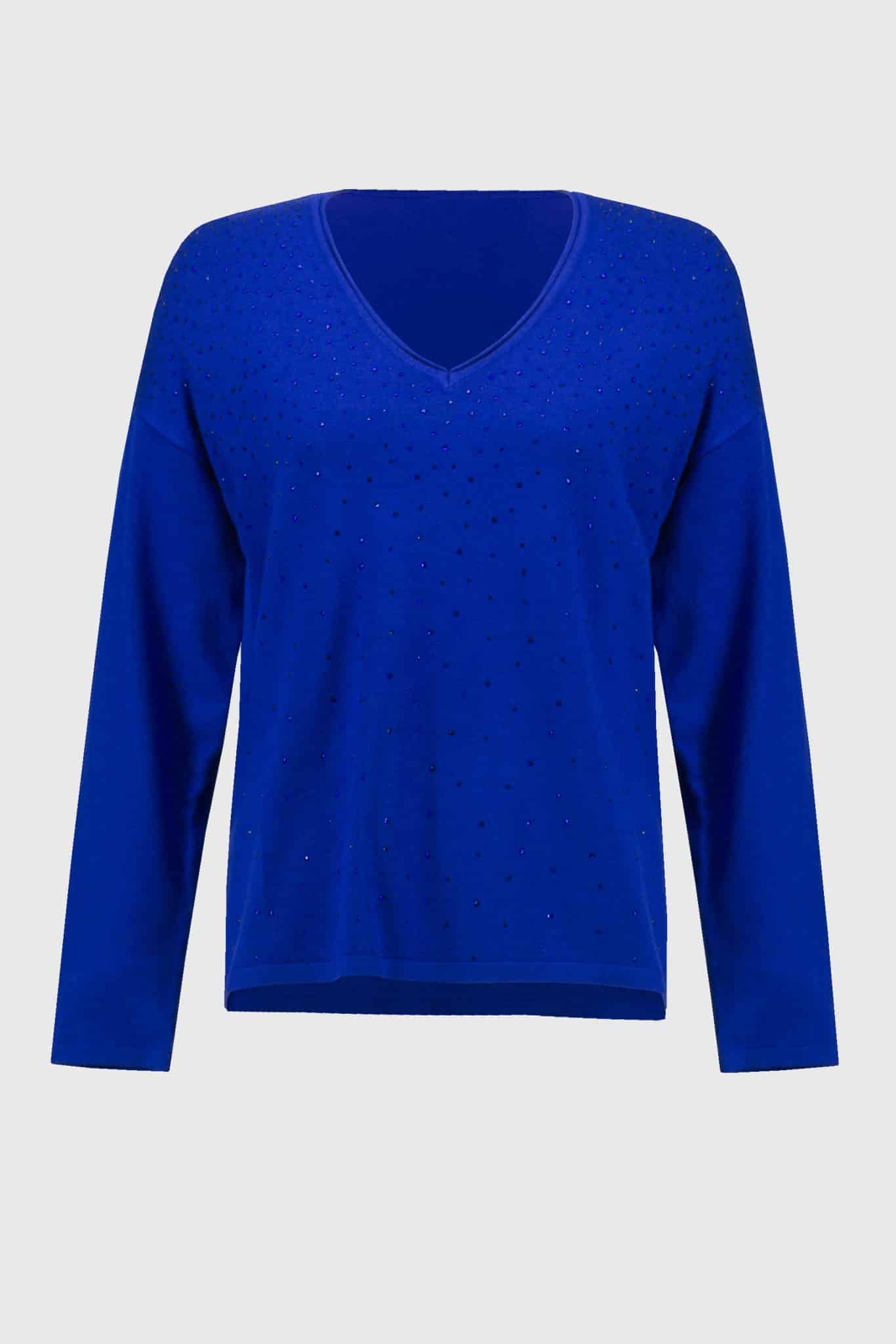 Joseph Ribkoff Sweater Knit V-Neck Pullover In Royal Sapphire