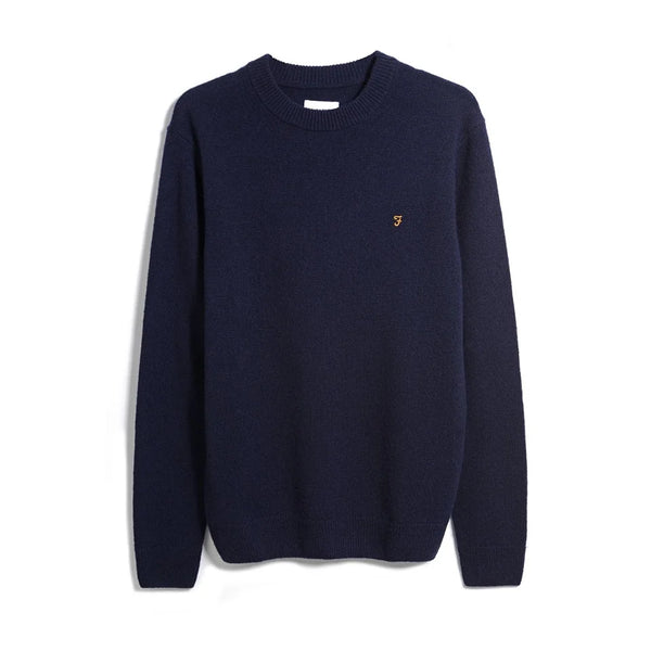 Farah F4gfb042 Birchall Crew Neck Sweater In True Navy