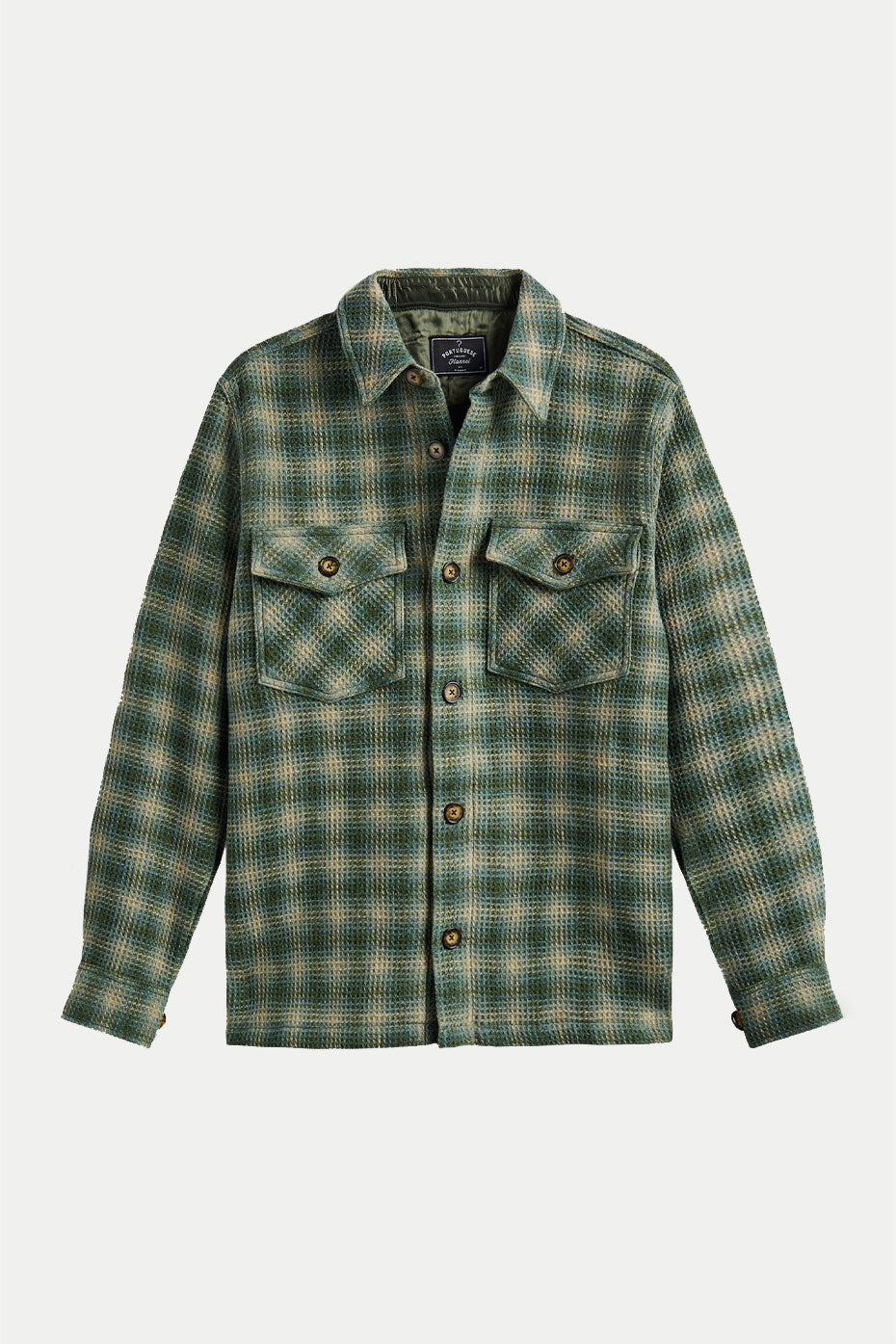  Portuguese Flannel Green Waffle Overshirt