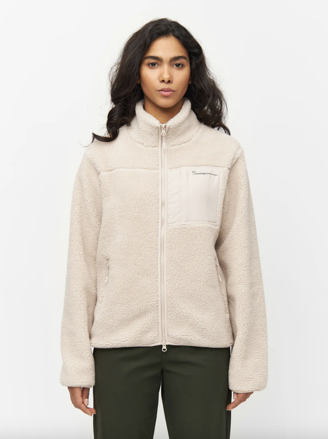 Knowledge Cotton Apparel  300023 Teddy High Neck Zip Jacket Item 