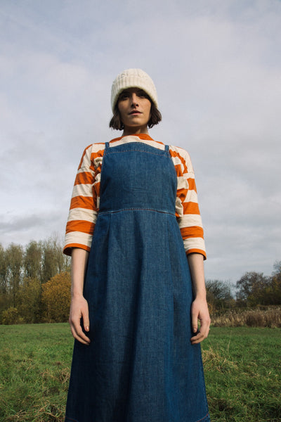 Beaumont Organic Katana-Leigh Organic Cotton Denim Pinafore Dress In Mid Blue