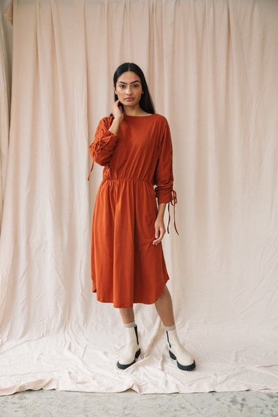 Beaumont Organic Azalea Organic Cotton Jersey Dress In Paprika