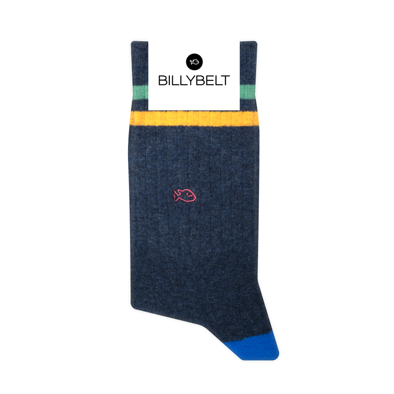 BILLYBELT Socks in combed cotton Retro - Green and mustard