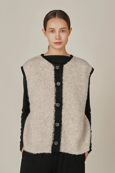 Grade & Gather Oat Colour Block Sweater Vest