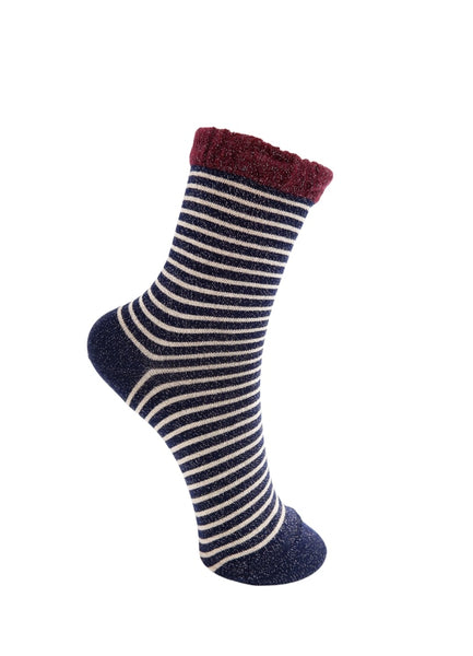 Black Colour Bcflash Striped Socks - Navy