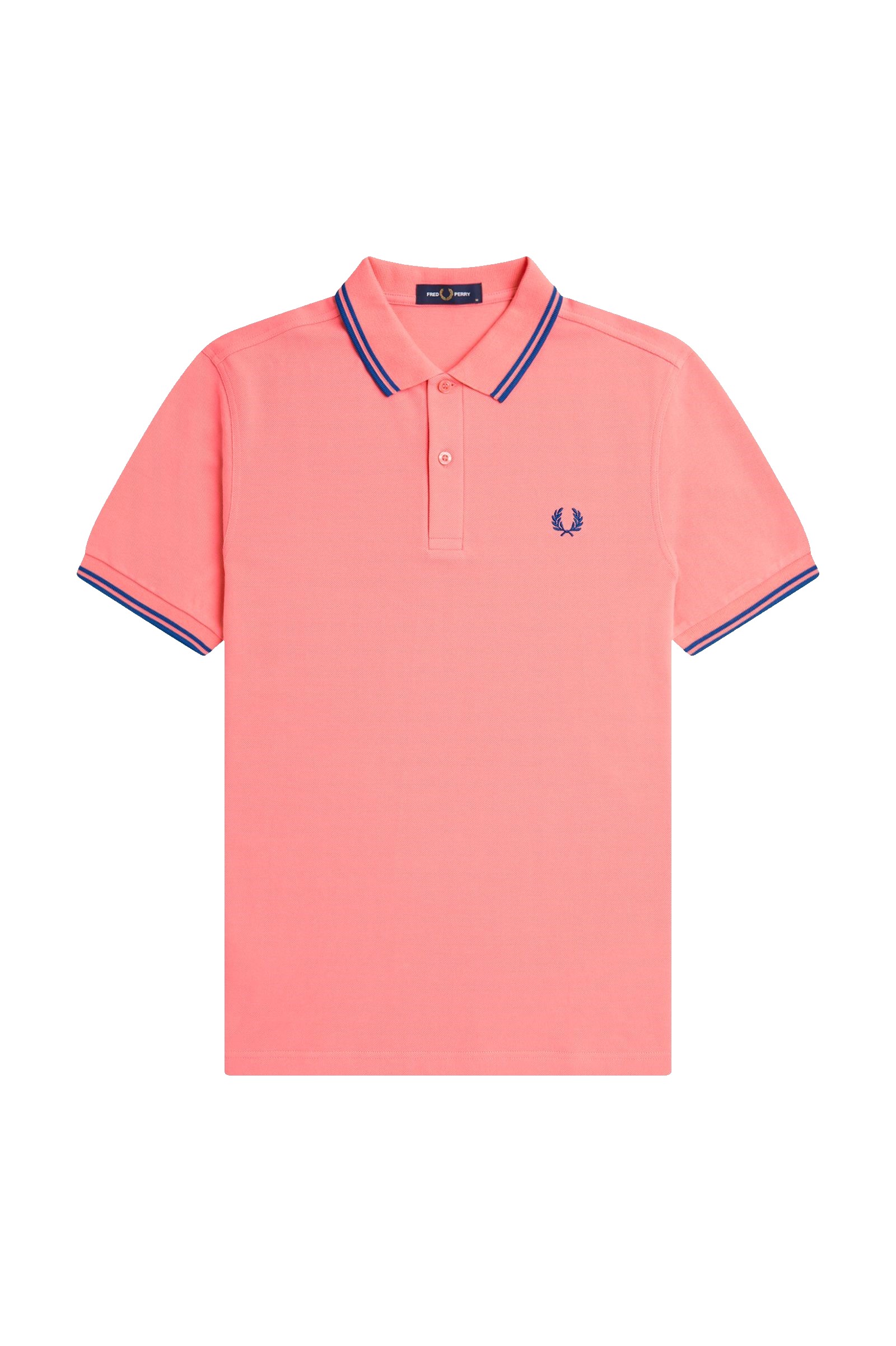 Fred Perry Slim Fit Twin Tipped Polo Coral Heat / Shaded Cobalt / Shaded Cobalt