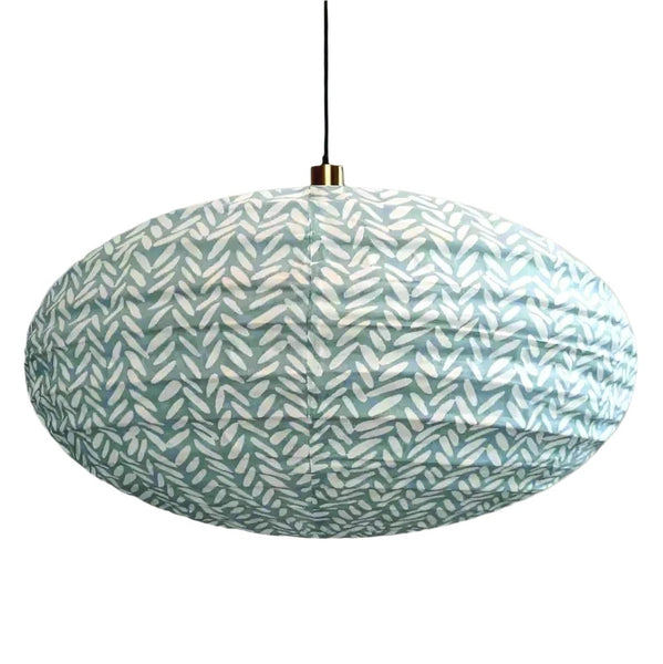 Curiouser and Curiouser Small 60cm Cream & Teal Rice Cotton Pendant Lampshade