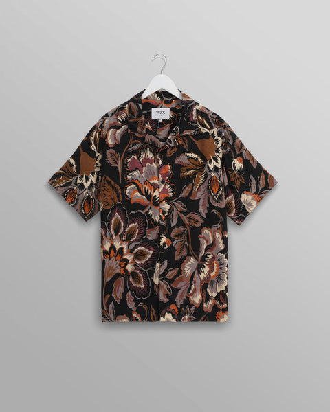 Wax London Didcot Ss Shirt Winter Botanical Black