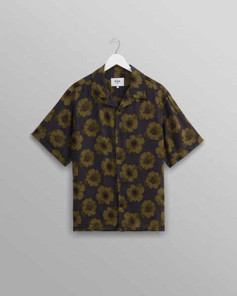 Wax London Didcot Ss Shirt Winter Poppy Navy