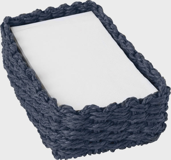 Boston International Navy Rattan Rectangular Napkin Tray