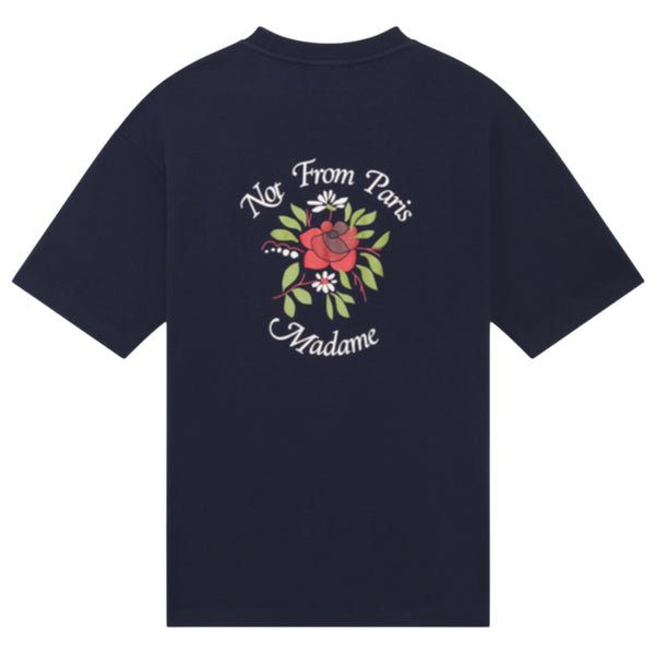 Drole De Monsieur Le T-shirt Slogan Fleurs In Navy