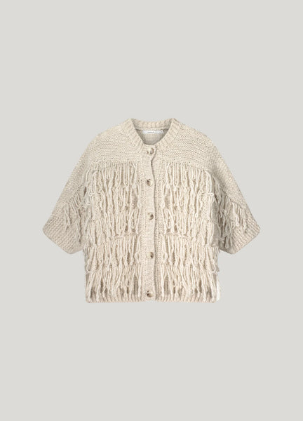 SUMMUM WOMAN Cardigan With Fringes - Ivory