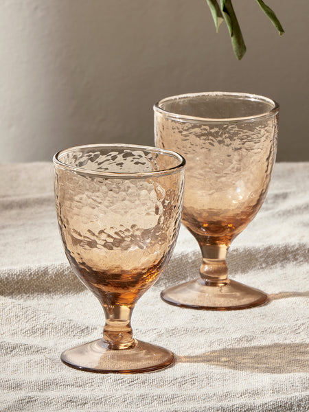 Nkuku Yala Hammered Glass Tumbler Terracotta