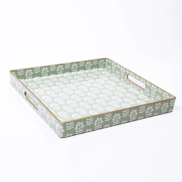  8 Oak Lane Sage Floral Square Tray