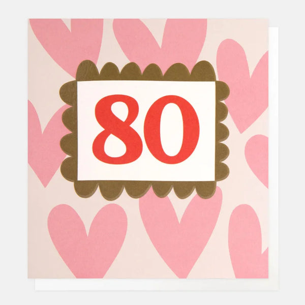 Caroline Gardner Cards Lot021 80 Birthday Pink Hearts Card